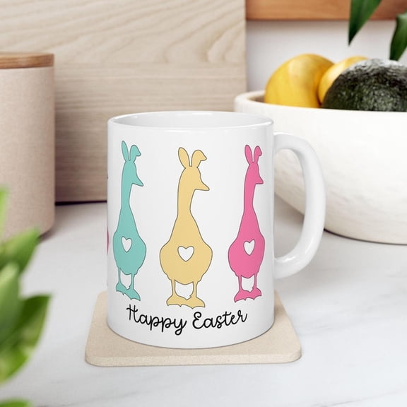 easter gift, easter mug, easter bunny mug, Happy Easter Duck Mug, Cute Easter Coffee Cup, Gift for Duck Lovers Duck Moms