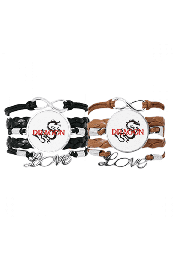 eastern western mythology animal dragon bracelet hand strap leather wristband double set