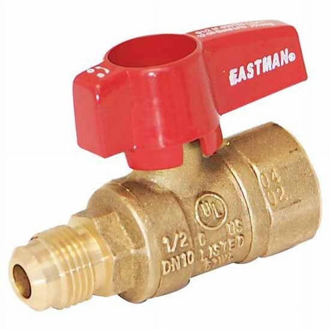 Eastman Brass 1/2 Inch FIP x 3/8 Inch OD Gas Ball Valve with Red Handle