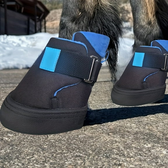 easy Application & Secure Fit: It's designed for easy on and off with a wide opening and 1pair pull strap, and features a close-fitting, padded upper to support the pastern  horse shoe