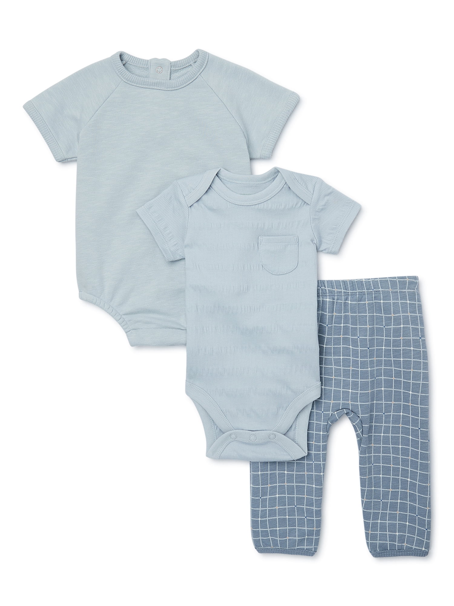 easy-peasy Baby Bodysuits and Jogger Outfit Set, 3-Piece, Sizes 0-24 Months