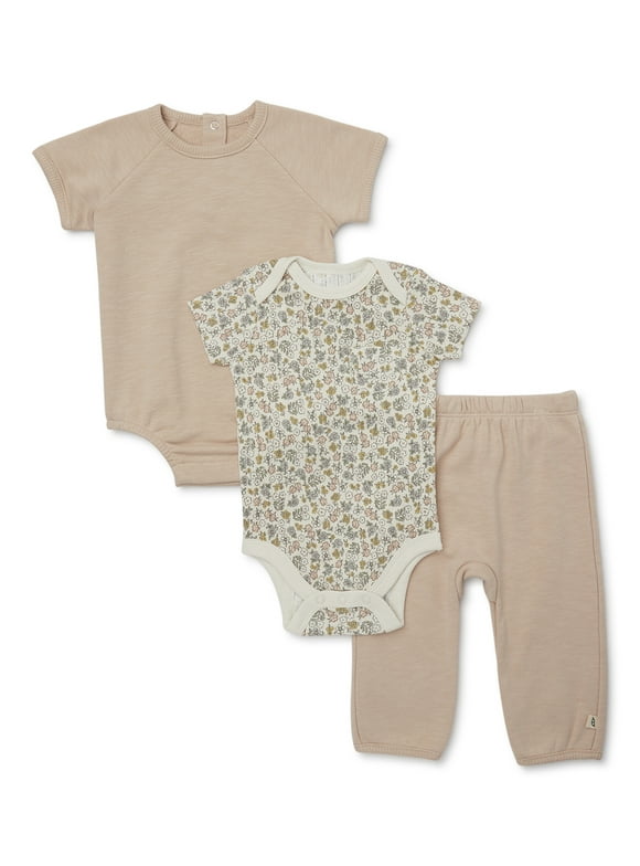 easy-peasy Baby Bodysuits and Jogger Outfit Set, 3-Piece, Sizes 0-24 Months