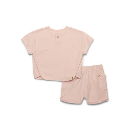 easy-peasy Baby Boys or Baby Girls Seersucker Bound Tee & Cuffed Shorts Set, 2-Piece Summer Outfit, Sizes 0-24M