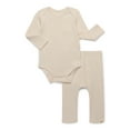 thumbnail image 1 of easy-peasy Baby Boys or Girls Organic Rib Long Sleeve Bodysuit with Pocket and Leggings Set, 2-Piece, Sizes 0M-24M, 1 of 3
