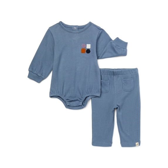 easy-peasy Baby Dumpling Bodysuit and Pant Outfit Set, 2-Piece, Sizes 0-24 Months