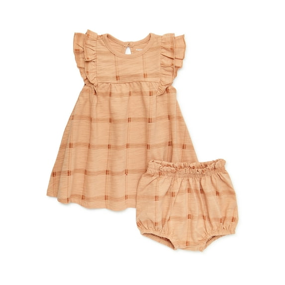 easy-peasy Baby Girls Print Dress and Diaper Cover, Sizes 0-24 Months