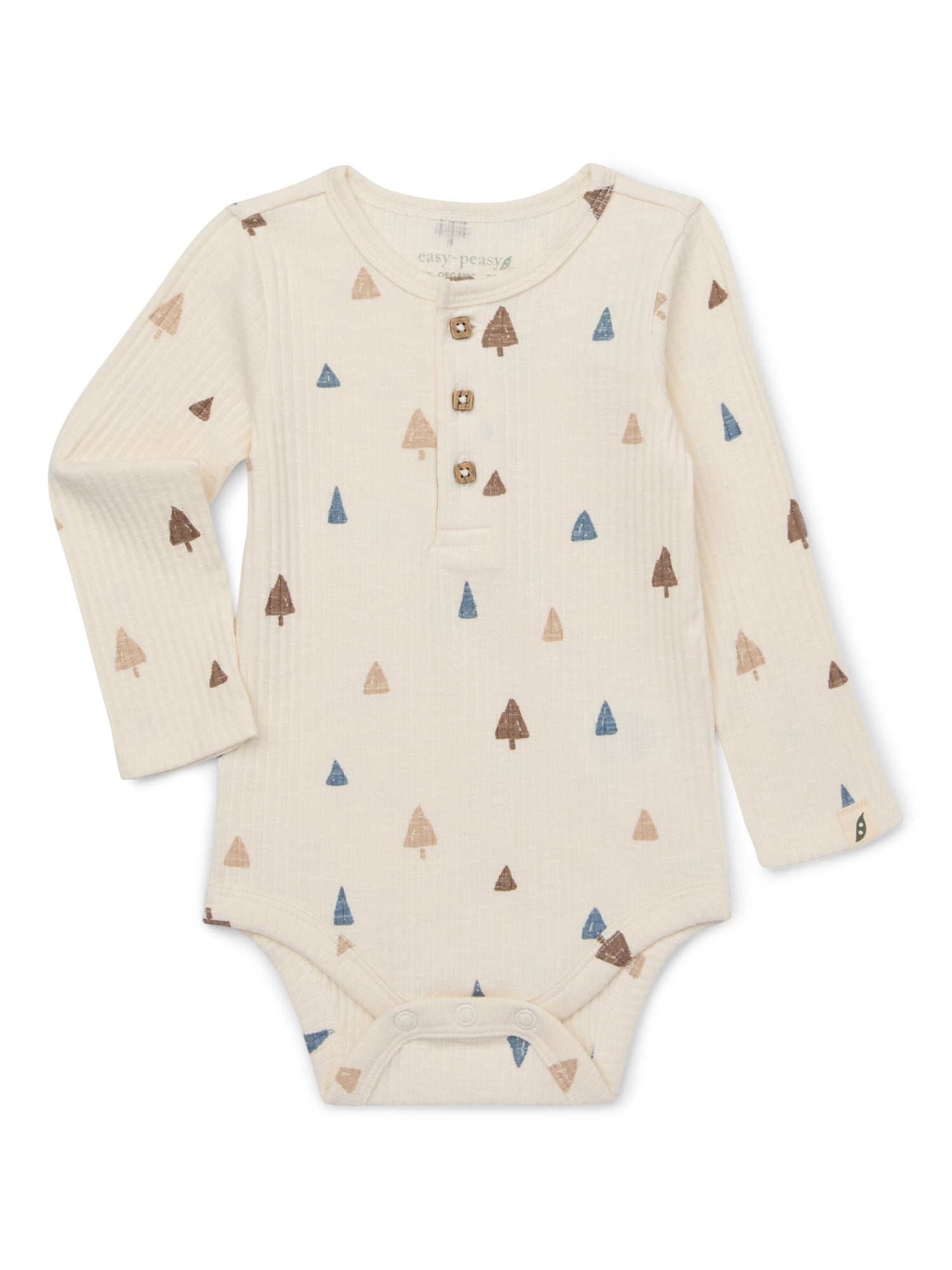 easypeasy Baby Holiday Long Sleeve Henley Bodysuit, Sizes 024 Months