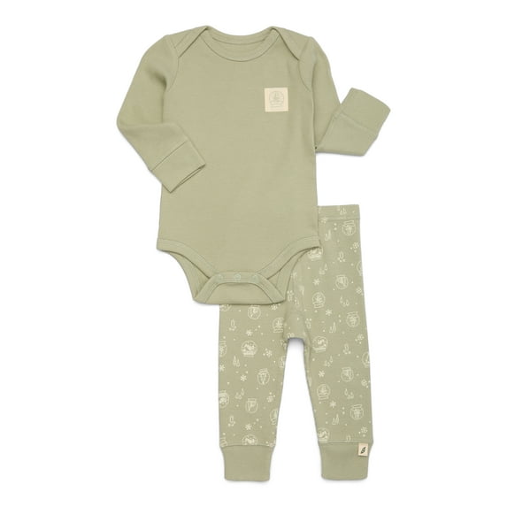 easy-peasy Baby Holiday Rib Bodysuit and Legging Outfit Set, 2-Piece, Sizes 0-24 Months