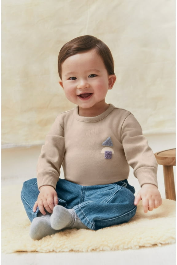 Baby Long Sleeve Dumpling Bodysuit, Sizes 0-24 Months