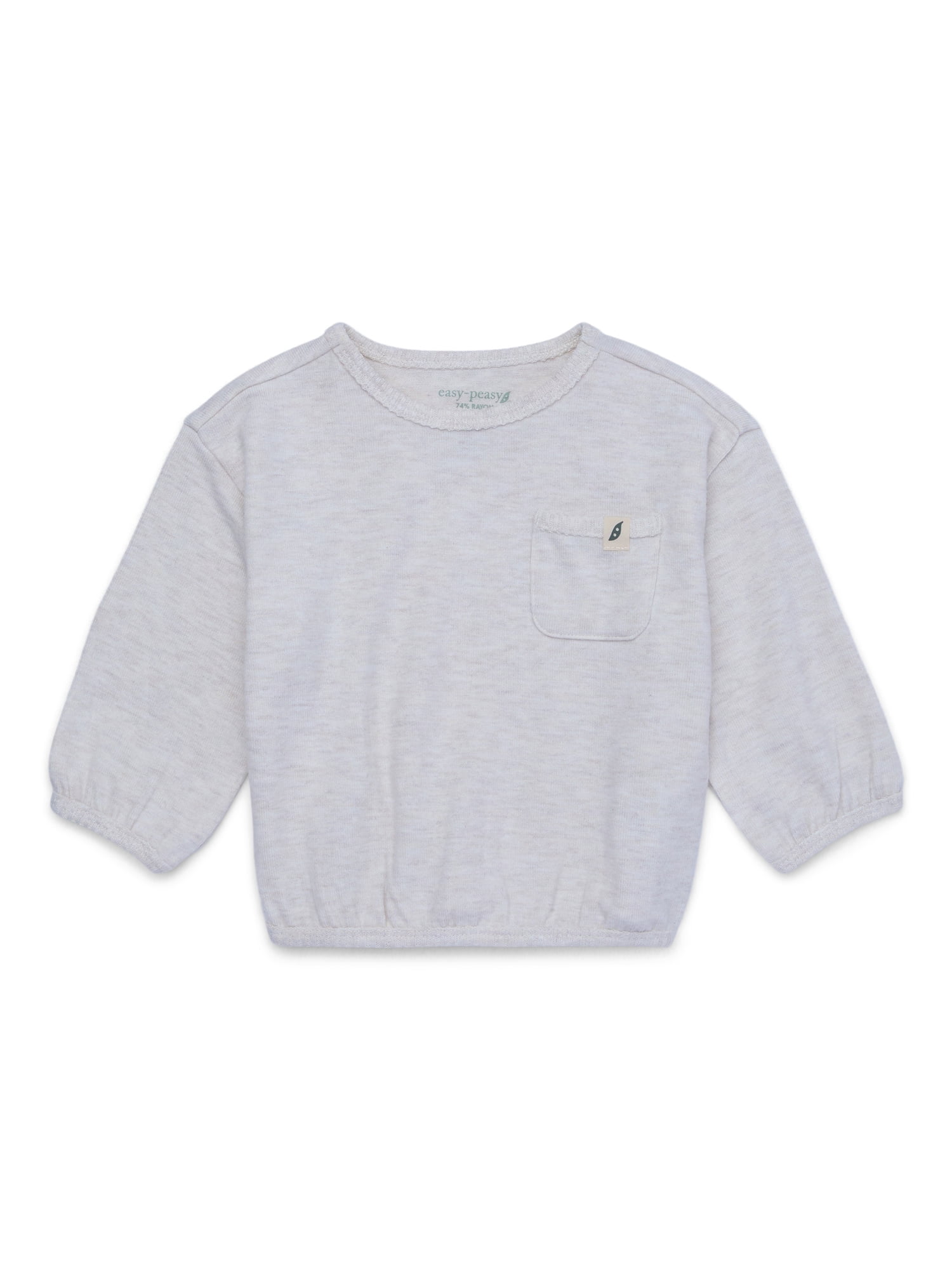 easy-peasy Baby Long Sleeve Hacci Pocket Sweatshirt, Sizes 0-24 Months