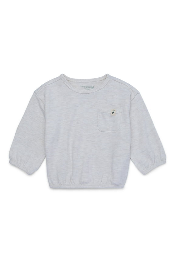 Baby Long Sleeve Hacci Pocket Sweatshirt, Sizes 0-24 Months