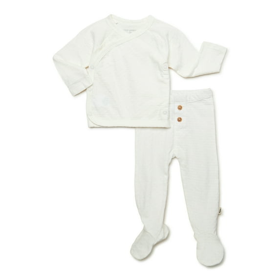 easy-peasy Baby Organic Kimono Top and Pants Set, 2-Piece, Newborn-6/9 Months