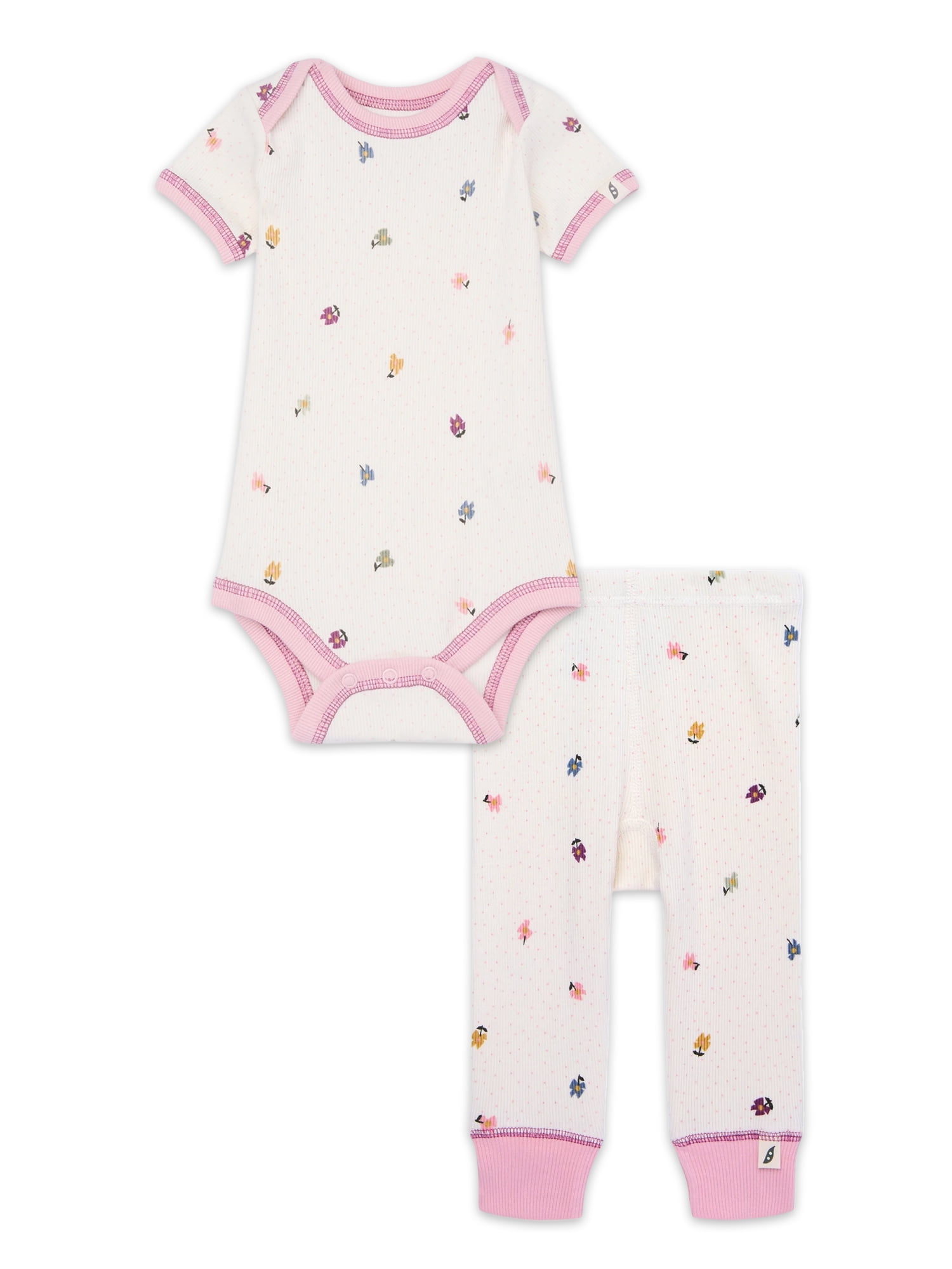 easy-peasy Baby Ribbed Lap Shoulder Bodysuit & Legging Outfit Set, 2-Piece, 0-24 Months