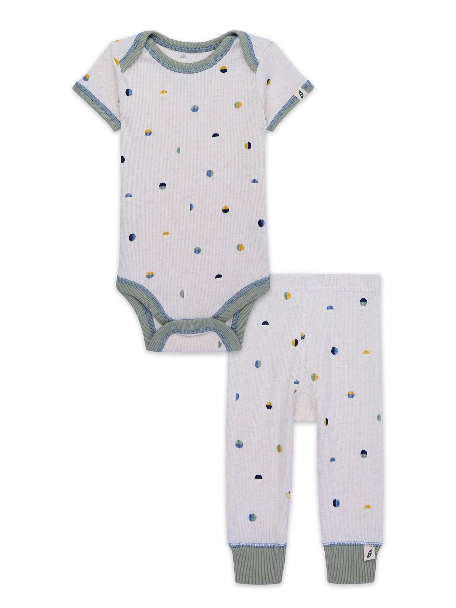 easy-peasy Baby Ribbed Lap Shoulder Bodysuit & Legging Outfit Set, 2-Piece, 0-24 Months