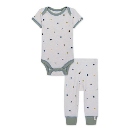 easy-peasy Baby Ribbed Lap Shoulder Bodysuit & Legging Outfit Set, 2-Piece, 0-24 Months