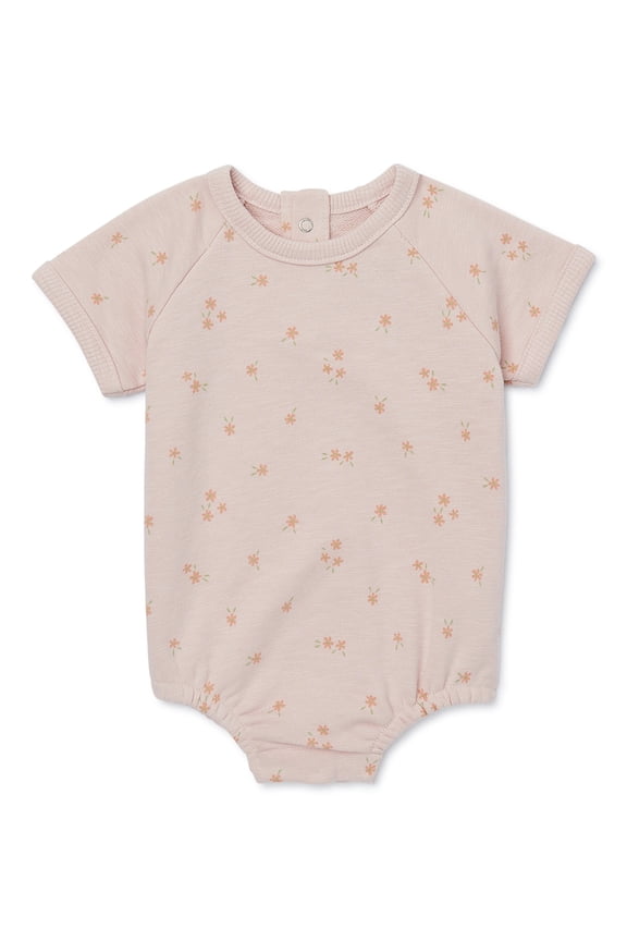 Baby Short Sleeve French Terry Print Bodysuit, Sizes 0-24 Months