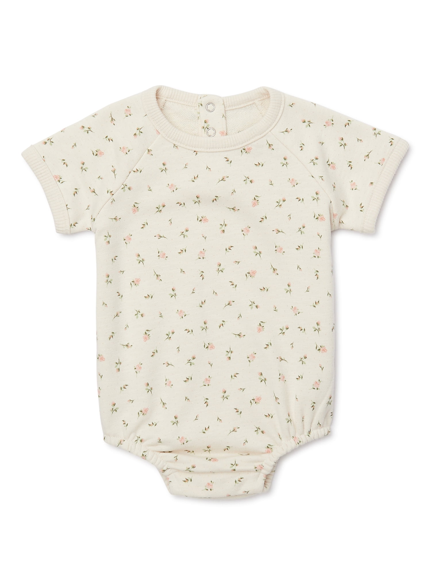 easy-peasy Baby Short Sleeve French Terry Print Bodysuit, Sizes 0-24 Months