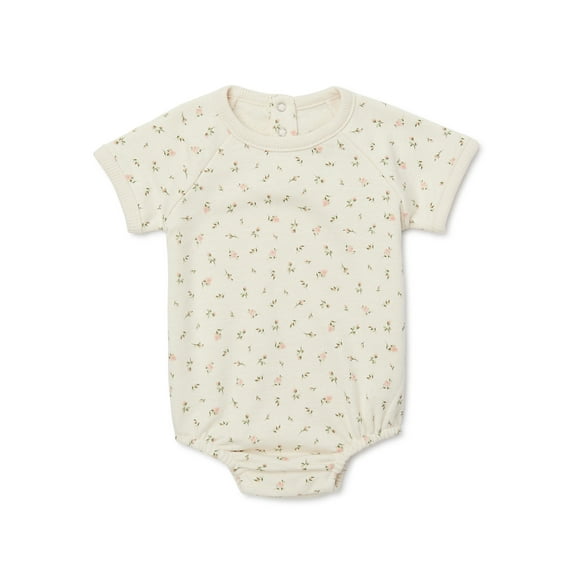 easy-peasy Baby Short Sleeve French Terry Print Bodysuit, Sizes 0-24 Months