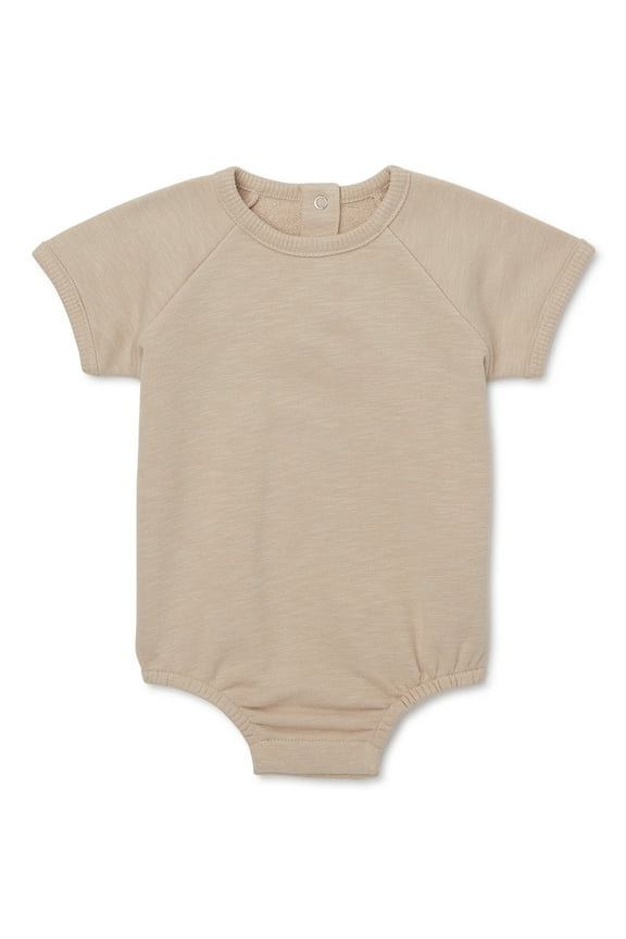 Baby Short Sleeve French Terry Solid Bodysuit, Sizes 0-24 Months