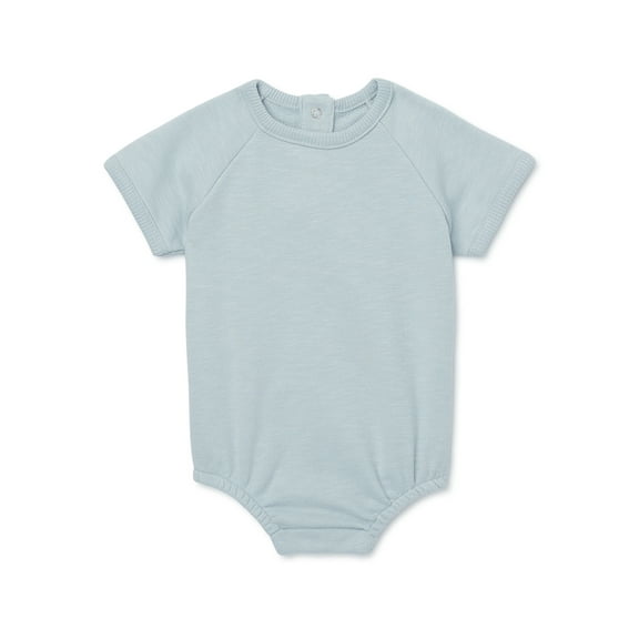 easy-peasy Baby Short Sleeve French Terry Solid Bodysuit, Sizes 0-24 Months