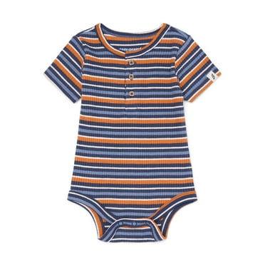 easy-peasy Baby Short Sleeve Henley Bodysuit, Sizes 0-24 Months