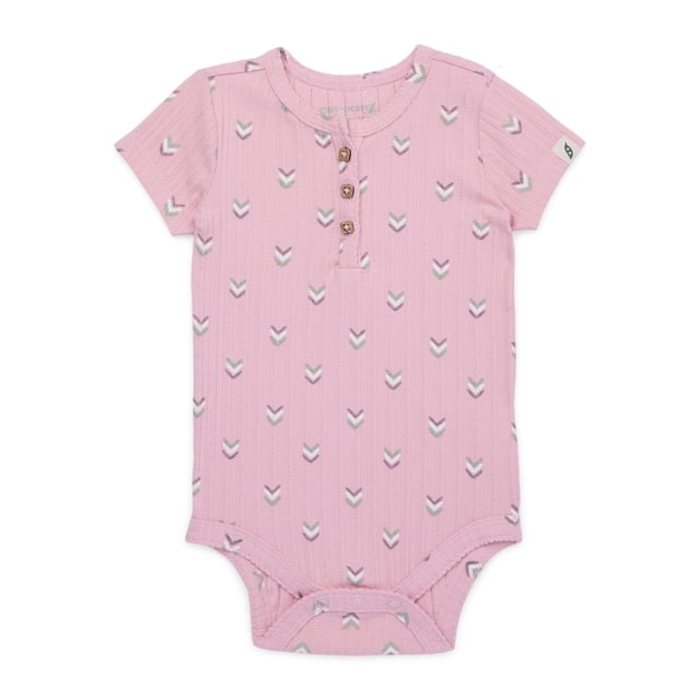 easy-peasy Baby Short Sleeve Henley Bodysuit, Sizes 0-24 Months