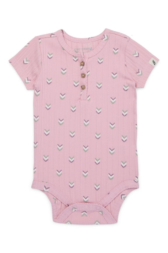 Baby Short Sleeve Henley Bodysuit, Sizes 0-24 Months