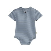 easy-peasy Baby Short Sleeve Henley Stripe Bodysuit, Sizes 0-24 Months