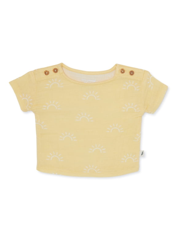 Baby Short Sleeve Print Woven Tee, Sizes 0-24 Months