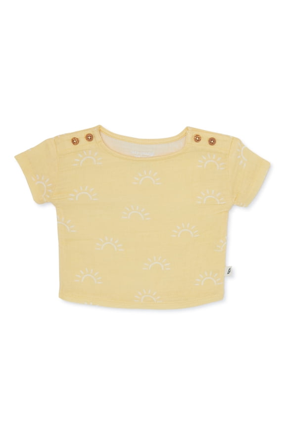 Baby Short Sleeve Print Woven Tee, Sizes 0-24 Months