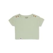 easy-peasy Baby Short Sleeve Solid Woven Tee, Sizes 0-24 Months