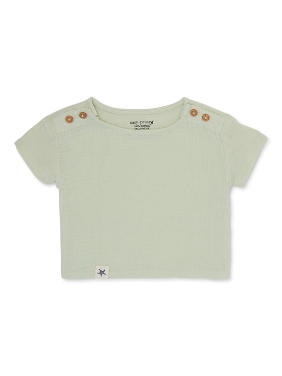 Baby Short Sleeve Solid Woven Tee, Sizes 0-24 Months