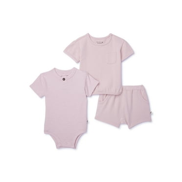 easy-peasy Baby Short Sleeve Tops and Short Outfit Set, 3-Piece, Sizes 0-24 Months