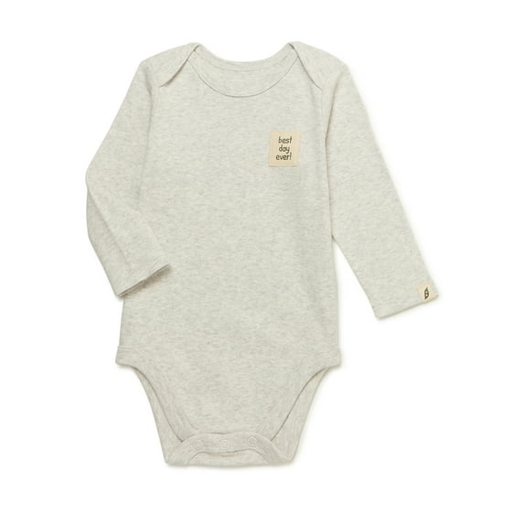 easy-peasy Baby Solid Bodysuit with Long Sleeves, Sizes 0/3-24 Months