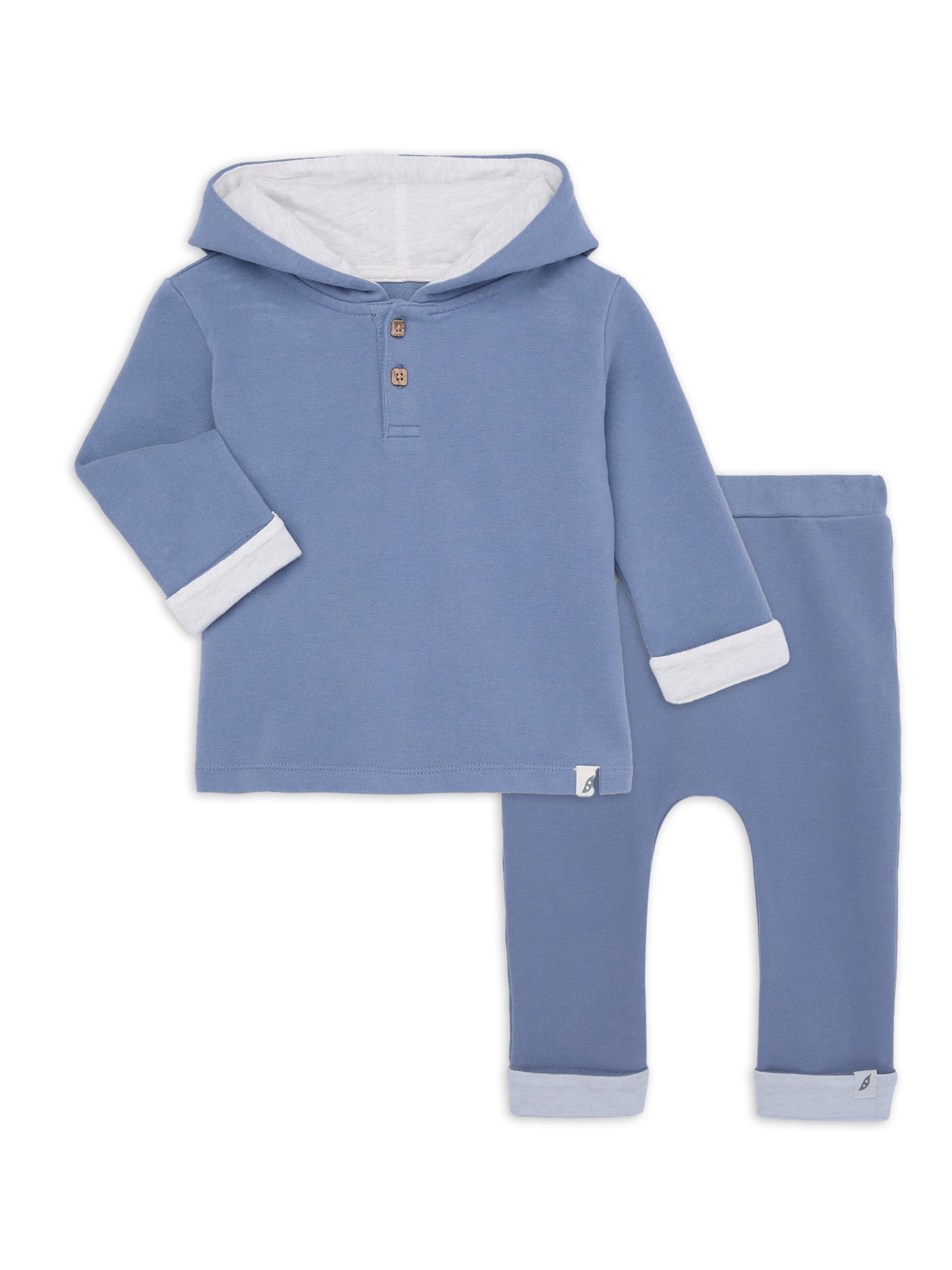 Baby Sueded Terry Hoodie and Pant Outfit Set, 2-Piece, Sizes 0-24 Months