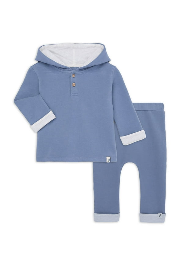 Baby Sueded Terry Hoodie and Pant Outfit Set, 2-Piece, Sizes 0-24 Months