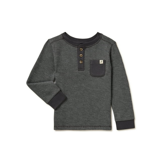 easy-peasy Baby and Toddler Boy Long Sleeve Henley Tee, Sizes 12 Months-5T