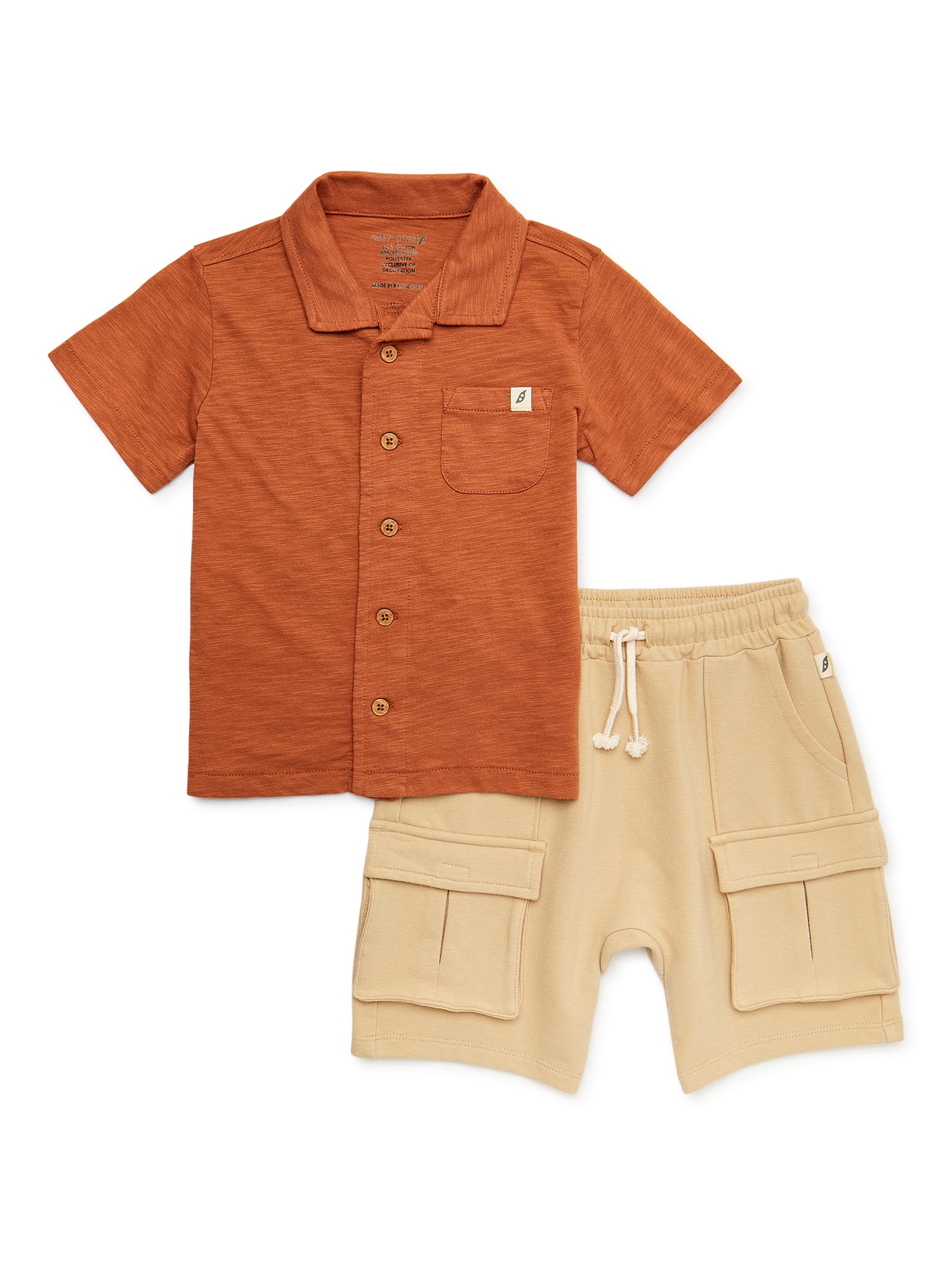 easypeasy Baby and Toddler Boys Camp Shirt and Shorts Outfit Set, 2