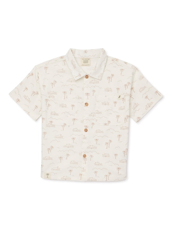 Baby and Toddler Boys Short Sleeve Print Camp Shirt, Sizes 12M-5T