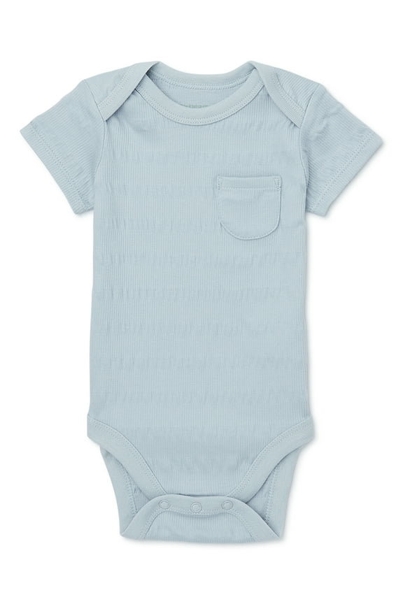 SOFTSEAMS Baby Short Sleeve Solid Bodysuit, Sizes 0-24 Months