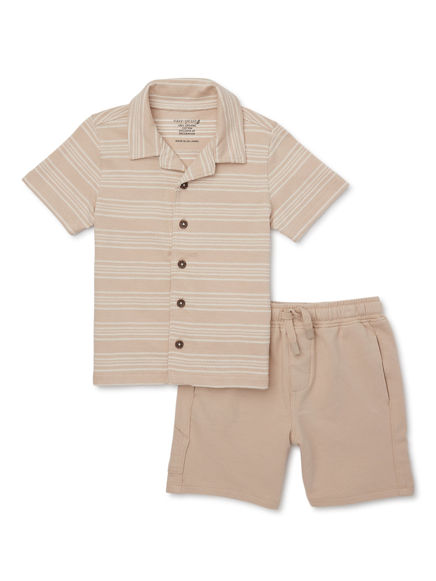 easypeasy Toddler Boy Button Up Shirt and Short Outfit Set, 2Piece