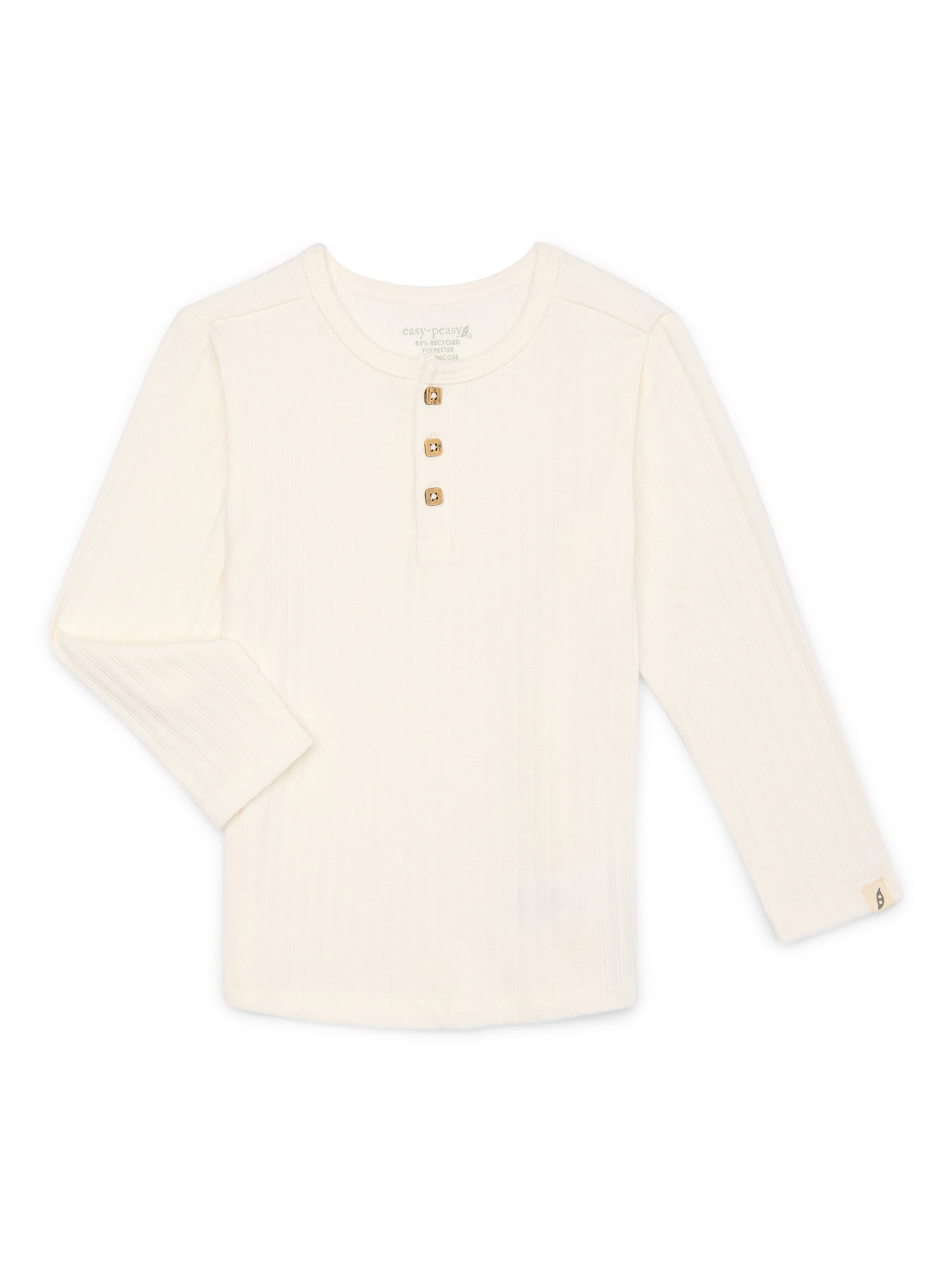 easy-peasy Toddler Boy Ribbed Henley with Long Sleeves, Sizes 18M-5T