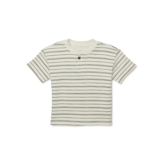 easy-peasy Toddler Boy Short Sleeve Waffle Henley T-Shirt, Sizes 18M-5T