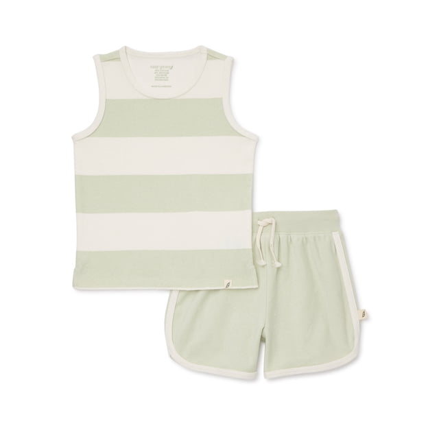 [At Noon Original Design] Kids Terry Cloth Short Sleeve Top and Shorts Set (6m-7y) - Butter