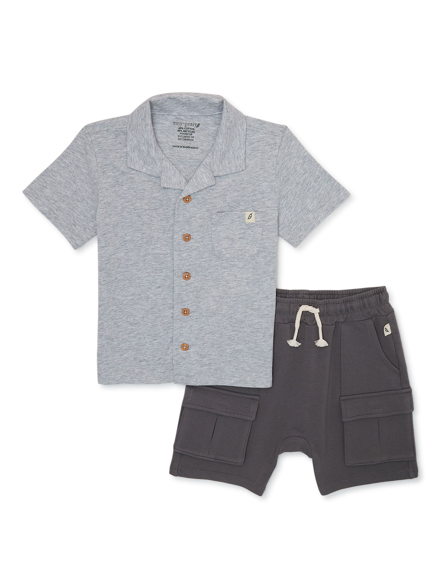 easy-peasy Baby and Toddler Boys Camp Shirt and Shorts Outfit Set