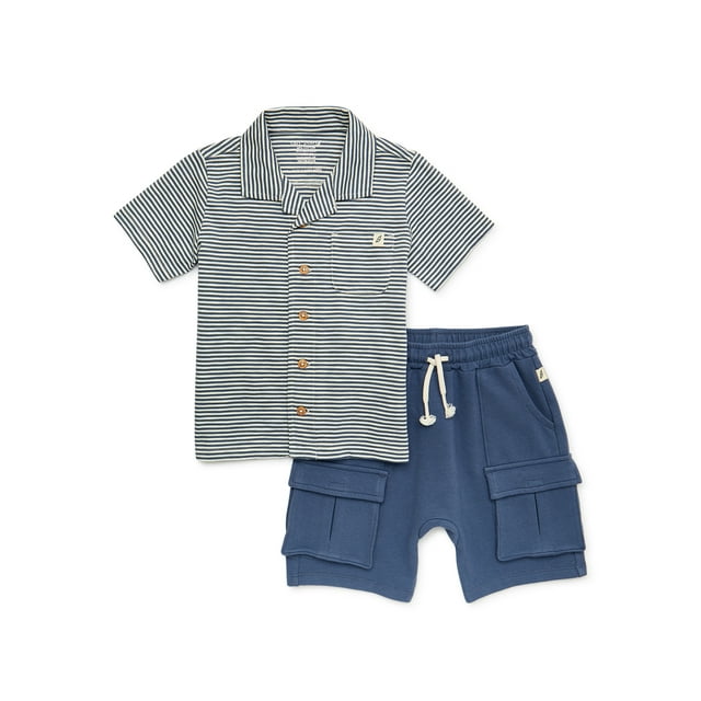 easy-peasy Toddler Boys Camp Shirt and Shorts Outfit Set, 2-Piece, Sizes 12M-5T
