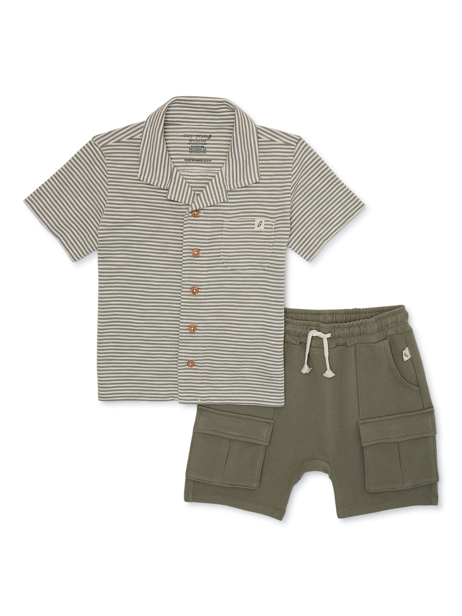 easypeasy Toddler Boys Camp Shirt and Shorts Outfit Set, 2Piece