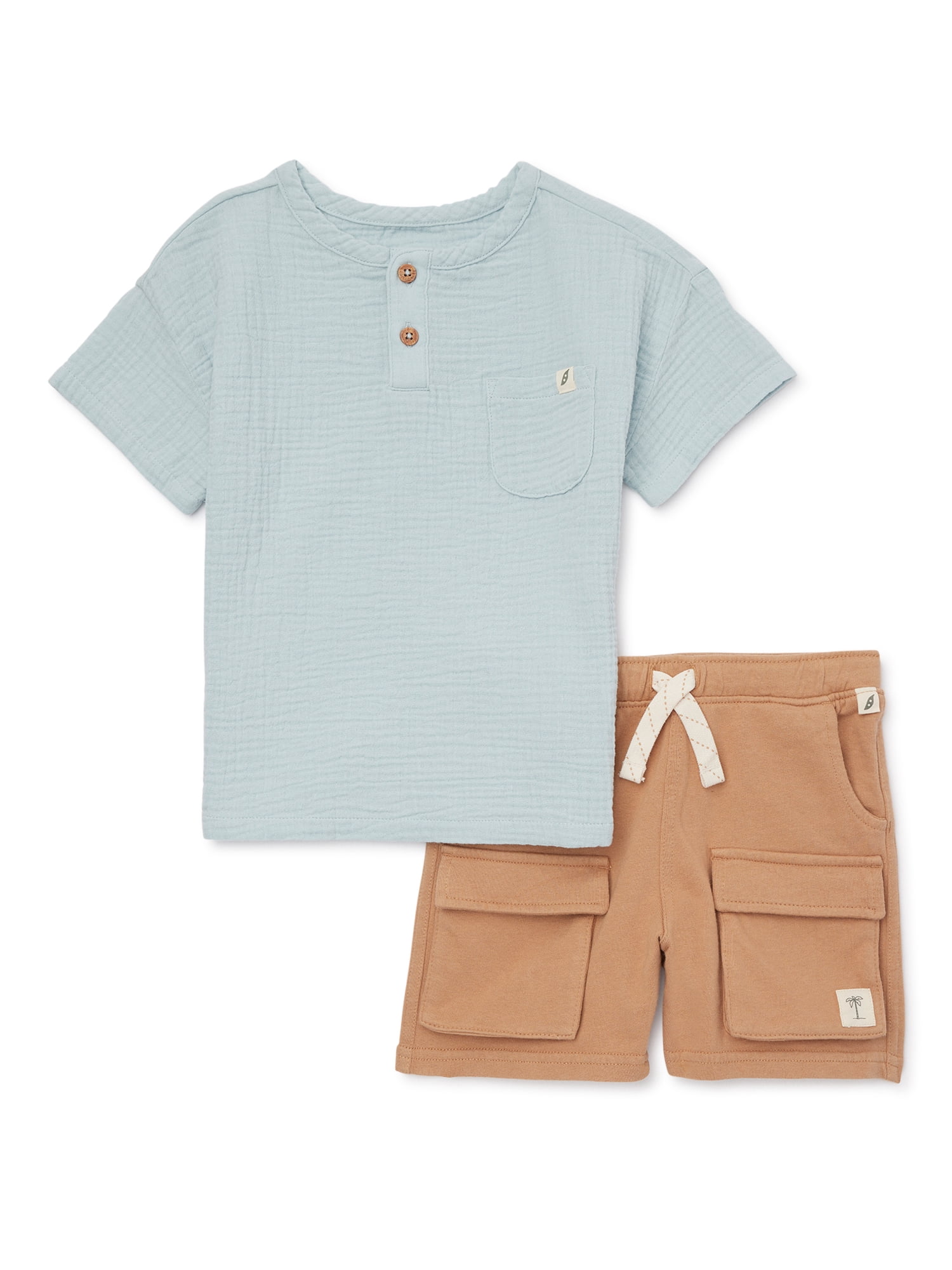 easypeasy Toddler Boys Henley Shirt and Shorts Outfit Set, 2Piece