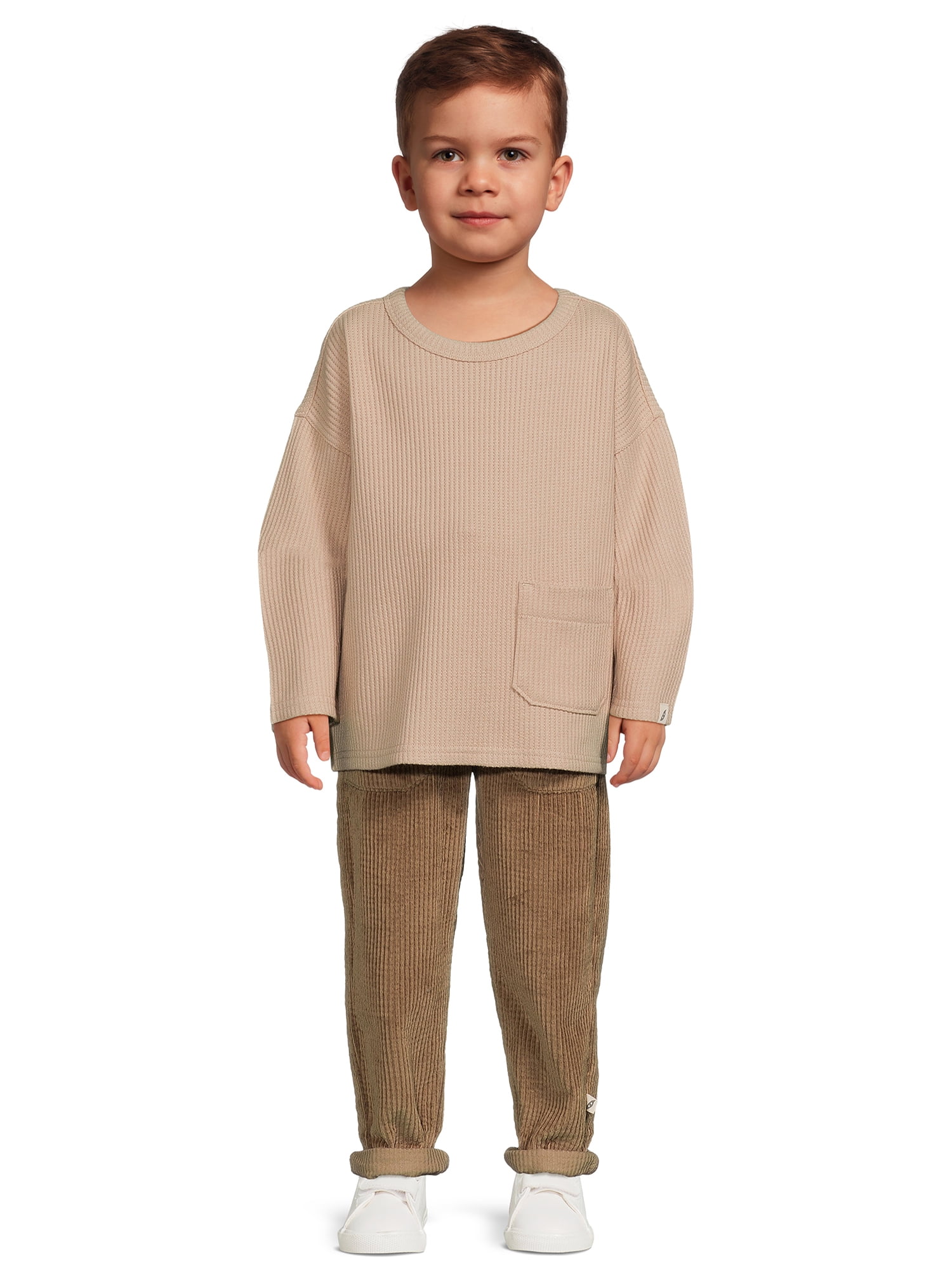 2-piece Toddler Boy Waffle Colorblock Raglan Sleeve Tee and Solid Color Shorts Set