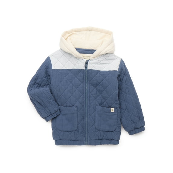 easy-peasy Toddler Boy Quilted Gauze Hooded Zip-Up Jacket, Sizes 18M-5T
